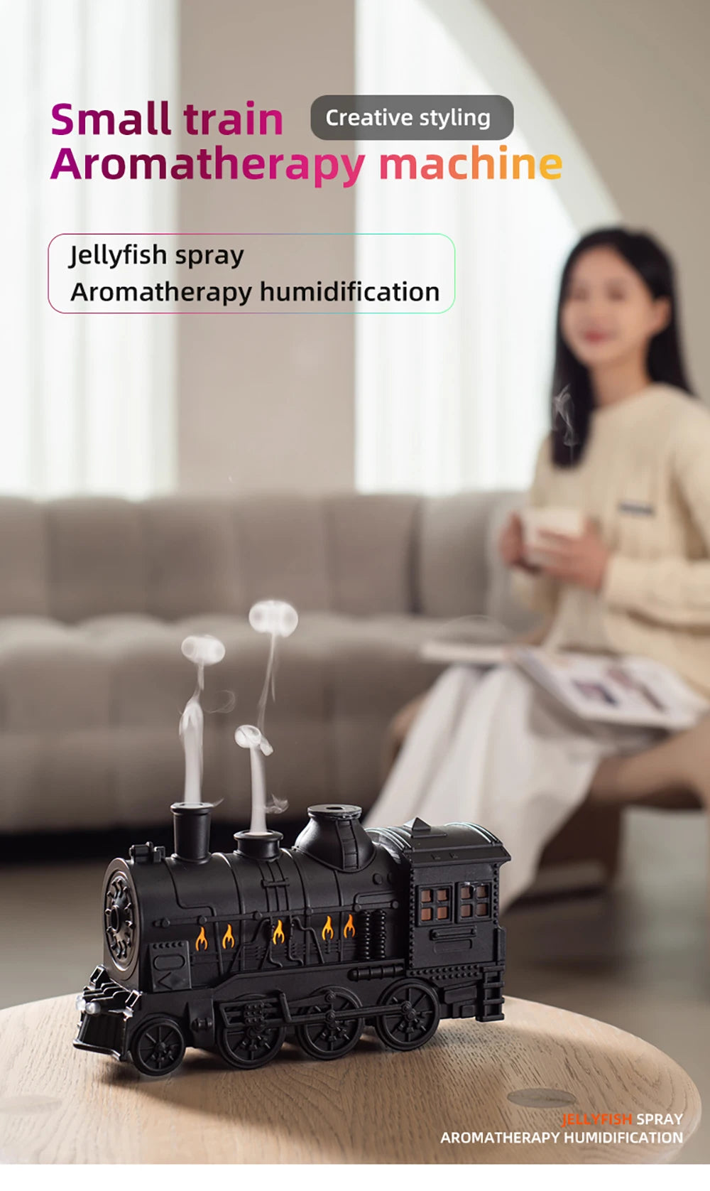 Aierwill Train Air Humidifier Ultrasonic Aromatherapy Diffusers Mist Maker Fragrance Essential Oil Aroma Difusor Remote control